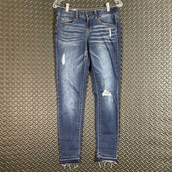 Aeropostale‎ Jeggings Distressed Blue Dark Wash Denim Jeans Women's Size 6 - Picture 1 of 9